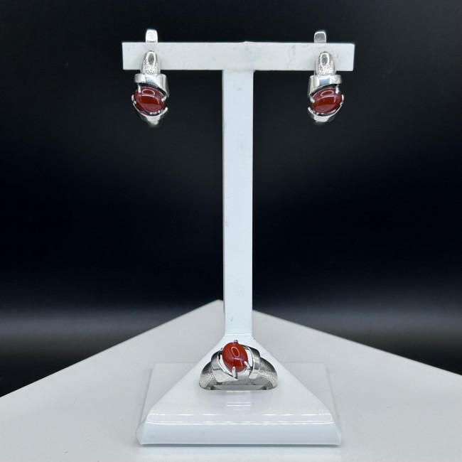 Серьги с10011 (6.05 г), серебро, коричневый, сердолик купить в интернет-магазине Циркон С