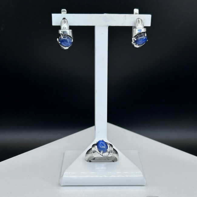 Серьги с10011 (5.95 г), серебро, синий, кианит купить в интернет-магазине Циркон С
