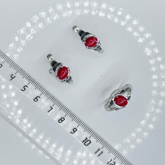 Серьги с10011 (5.51 г), серебро, красный, коралл (имит) купить в интернет-магазине Циркон С