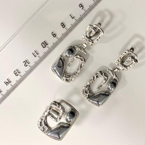 Серьги с10017 (15.79 г), серебро,  Стальной Гематит (Имит) купить в интернет-магазине Циркон С