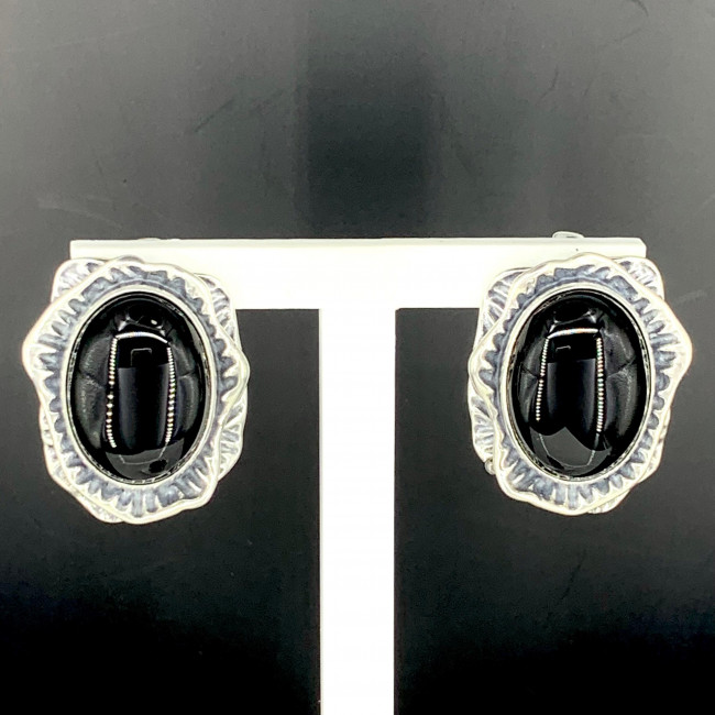 Серьги с10018 (20.85 г), серебро, черный, агат купить в интернет-магазине Циркон С