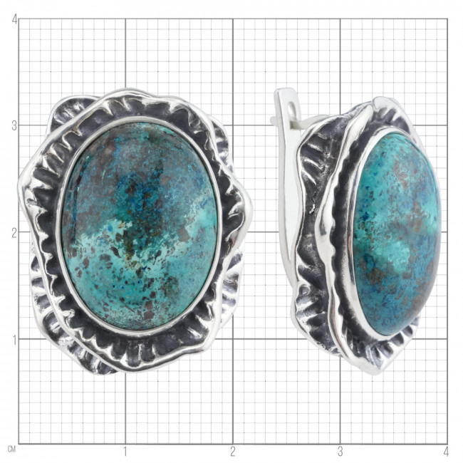 Серьги с10018 (21.68 г), серебро, синий, хризоколла купить в интернет-магазине Циркон С