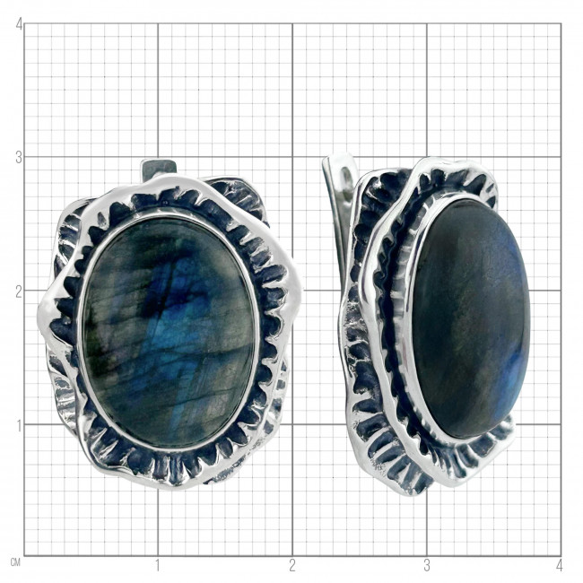Серьги с10018 (21.89 г), серебро, голубой, лабрадор купить в интернет-магазине Циркон С