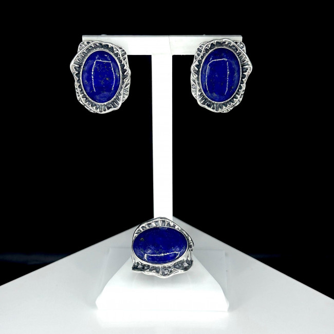 Серьги с10018 (19.57 г), серебро, синий, лазурит купить в интернет-магазине Циркон С