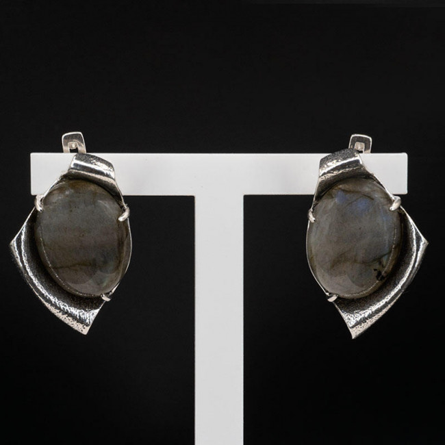 Серьги с10019 (15.89 г), серебро, голубой, лабрадор купить в интернет-магазине Циркон С