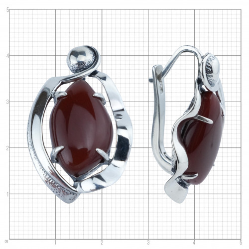 Серьги с10021 (15.10 г), серебро,  Коричневый Сердолик купить в интернет-магазине Циркон С