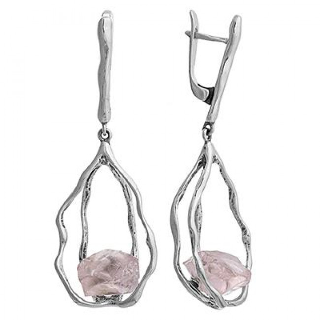 Серьги с10025 (19.90 г), серебро, розовый, кварц розовый купить в интернет-магазине Циркон С
