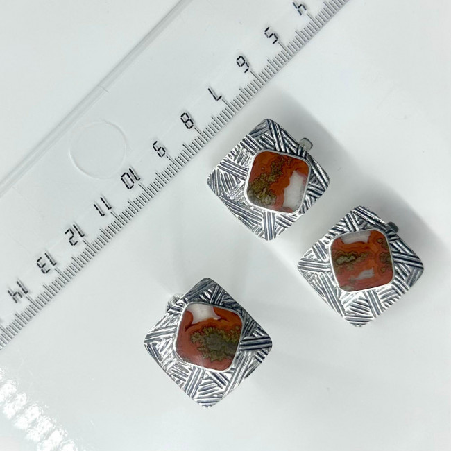 Серьги с10026 (13.80 г), серебро, красный, яшма купить в интернет-магазине Циркон С