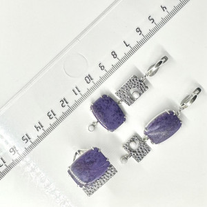 Серьги с10027 (13.01 г), серебро,  Белый, Фиолетовый Кахолонг (Имит), Чароит купить в интернет-магазине Циркон С
