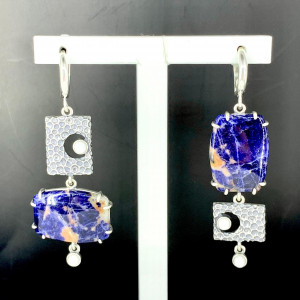 Серьги из серебра «асимметрия» с10027