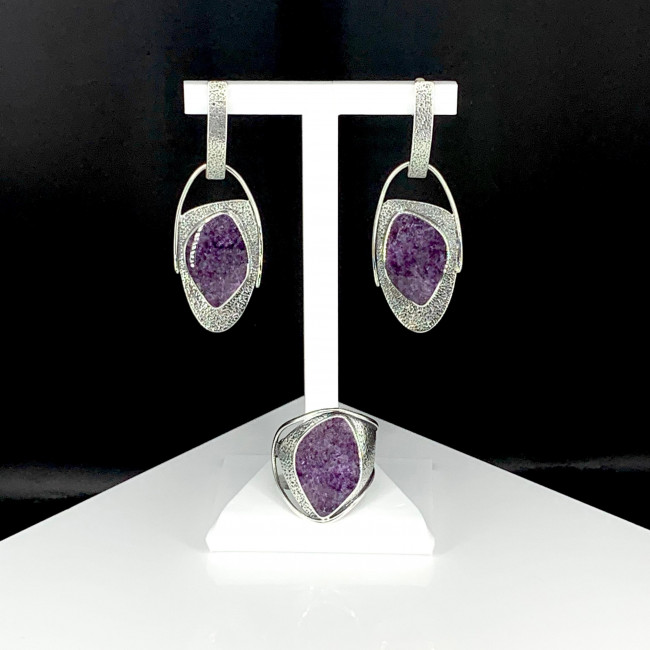 Серьги с10029 (15.87 г), серебро, фиолетовый, чароит купить в интернет-магазине Циркон С