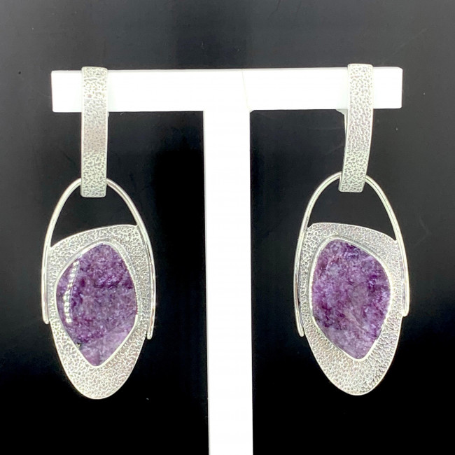 Серьги с10029 (15.87 г), серебро, фиолетовый, чароит купить в интернет-магазине Циркон С