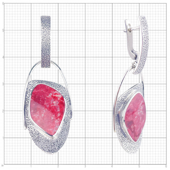 Серьги с10029 (15.60 г), серебро, розово-бордовый, тулит купить в интернет-магазине Циркон С