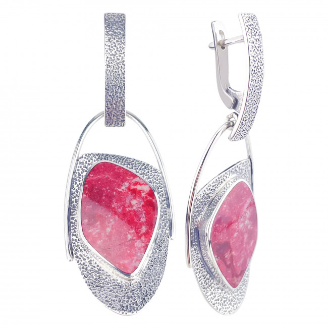 Серьги с10029 (15.60 г), серебро, розово-бордовый, тулит купить в интернет-магазине Циркон С