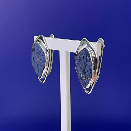 Серьги с10030 (9.59 г), серебро,  Синий Содалит купить в интернет-магазине Циркон С