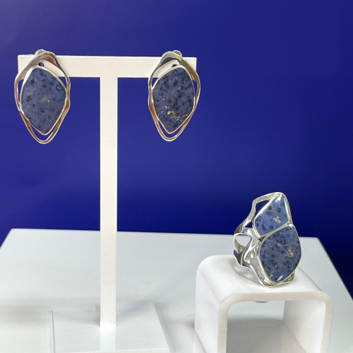 Серьги с10030 (9.59 г), серебро,  Синий Содалит купить в интернет-магазине Циркон С