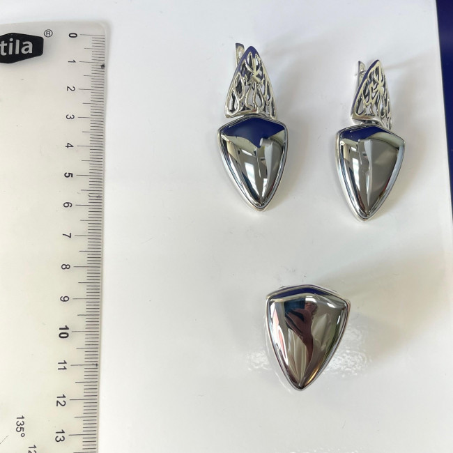 Серьги с10032 (19.89 г), серебро, стальной, гематит (имит) купить в интернет-магазине Циркон С