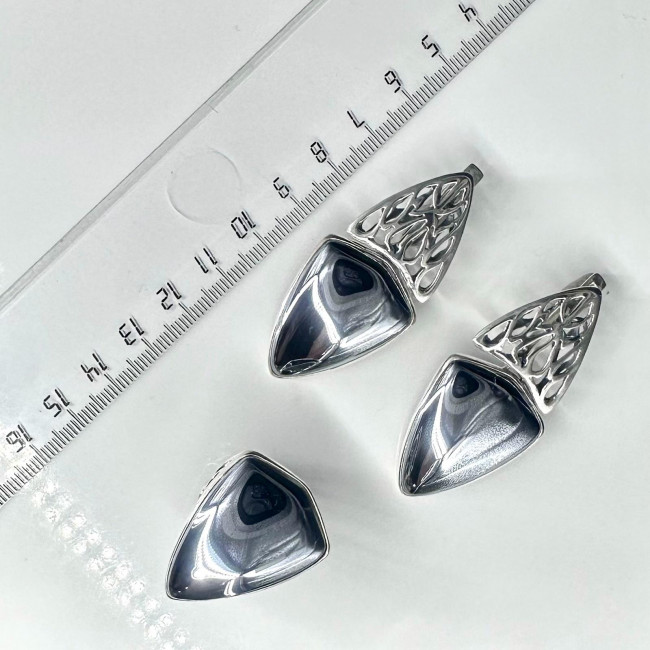 Серьги с10032 (19.89 г), серебро, стальной, гематит (имит) купить в интернет-магазине Циркон С