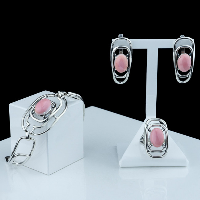 Серьги с10047 (14.87 г), серебро, розовый, кожа ангела купить в интернет-магазине Циркон С