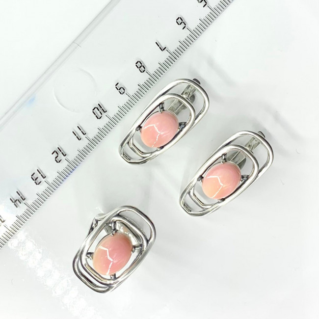 Серьги с10047 (14.87 г), серебро, розовый, кожа ангела купить в интернет-магазине Циркон С
