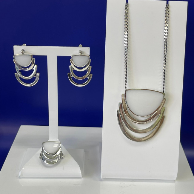 Серьги с10055 (8.46 г), серебро, белый, кахолонг (имит) купить в интернет-магазине Циркон С