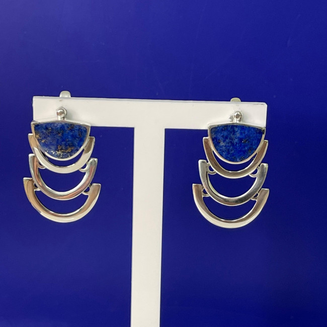 Серьги с10055 (8.76 г), серебро, синий, лазурит купить в интернет-магазине Циркон С