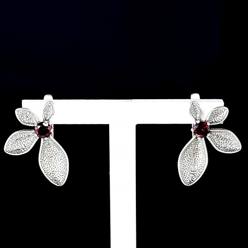 Серьги с10058 (5.29 г), серебро,  Красный Гранат купить в интернет-магазине Циркон С
