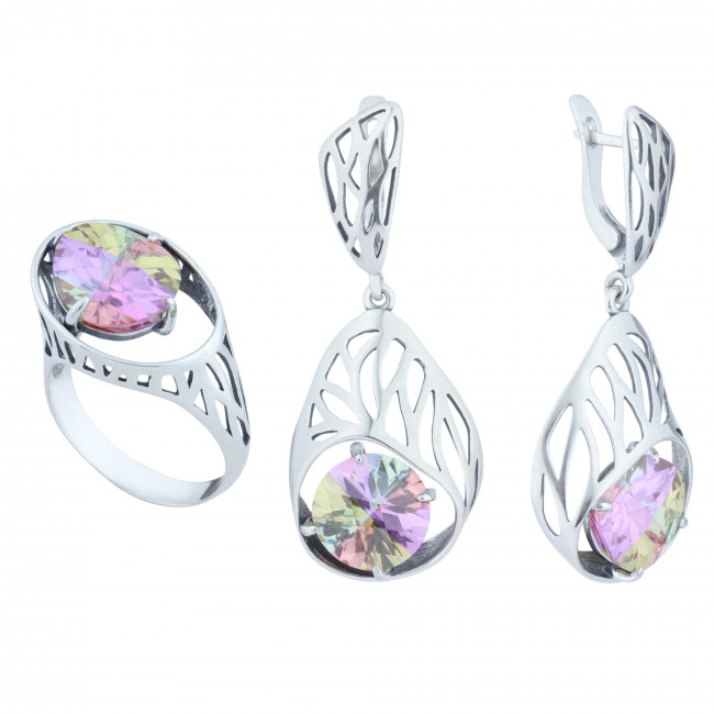 Серьги с10059 (12.11 г), серебро, бледно-фиолетовый, фианит купить в интернет-магазине Циркон С