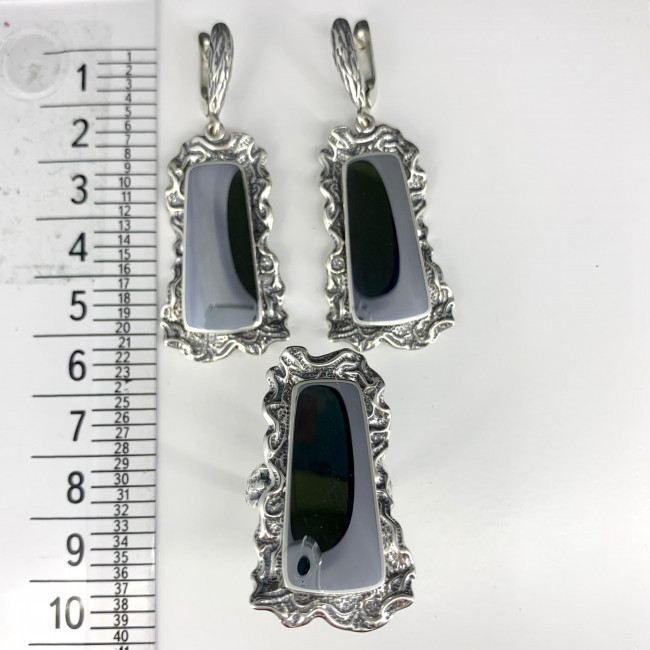 Серьги с10064 (16.71 г), серебро, стальной, гематит (имит) купить в интернет-магазине Циркон С