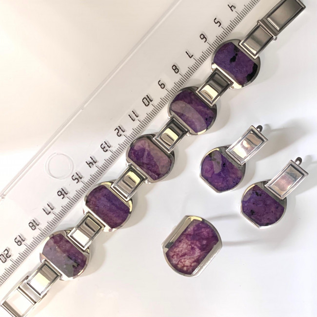 Серьги с10078 (12.85 г), серебро, фиолетовый, чароит купить в интернет-магазине Циркон С