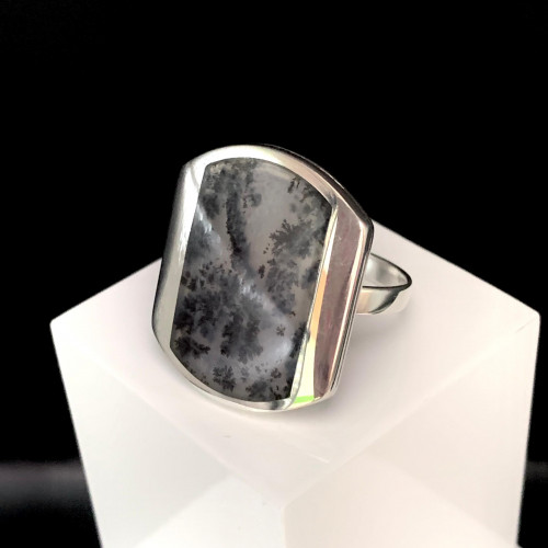 Кольцо к10078 (7.80 г), серебро,  Серый Агат Моховой купить в интернет-магазине Циркон С