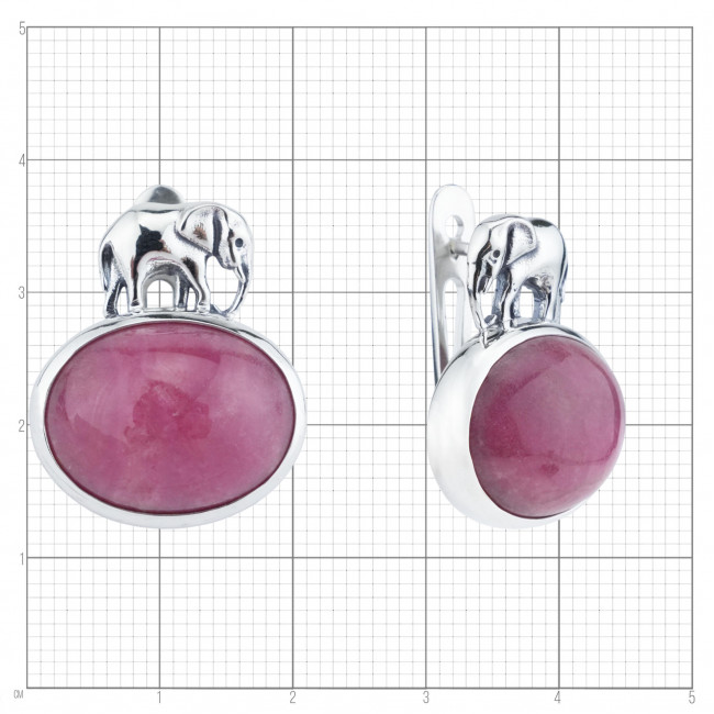 Серебряные серьги Циркон с10079, розовый, родонит Серьги с10079 (18.92 г), серебро, розовый, родонит купить в интернет-магазине Циркон С