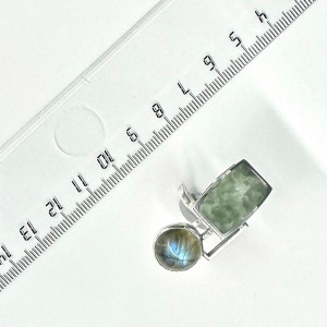 Кольцо к10082 (7.99 г), серебро,  Зелено-серый, Голубой Жадеит, Лабрадор купить в интернет-магазине Циркон С