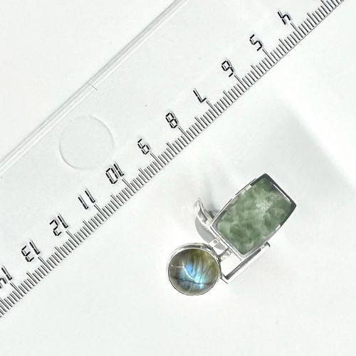 Кольцо к10082 (7.99 г), серебро,  Зелено-серый, Голубой Жадеит, Лабрадор купить в интернет-магазине Циркон С