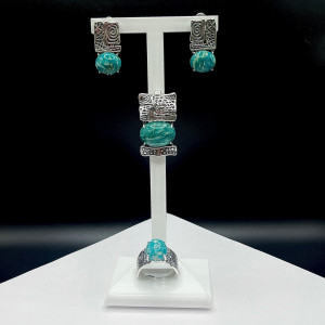 Серьги с10084 (8.75 г), серебро,  Зеленый Амазонит купить в интернет-магазине Циркон С