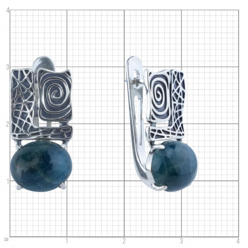 Серьги с10084 (8.90 г), серебро,  Синий Апатит купить в интернет-магазине Циркон С