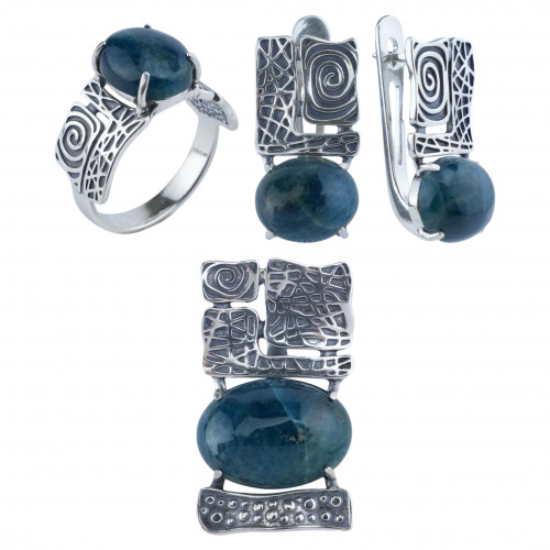 Серьги с10084 (8.90 г), серебро,  Синий Апатит купить в интернет-магазине Циркон С
