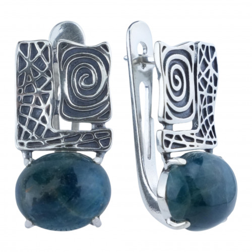 Серьги с10084 (8.90 г), серебро,  Синий Апатит купить в интернет-магазине Циркон С