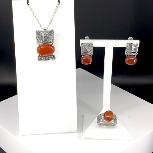 Серьги с10084 (8.49 г), серебро,  Коричневый Сердолик купить в интернет-магазине Циркон С