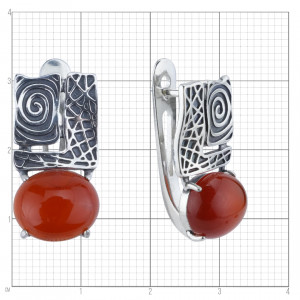 Серьги с10084 (8.49 г), серебро,  Коричневый Сердолик купить в интернет-магазине Циркон С