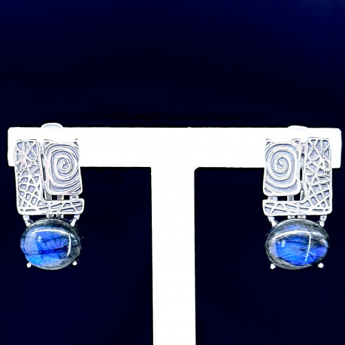 Серьги с10084 (8.70 г), серебро,  Синий Лабрадор купить в интернет-магазине Циркон С