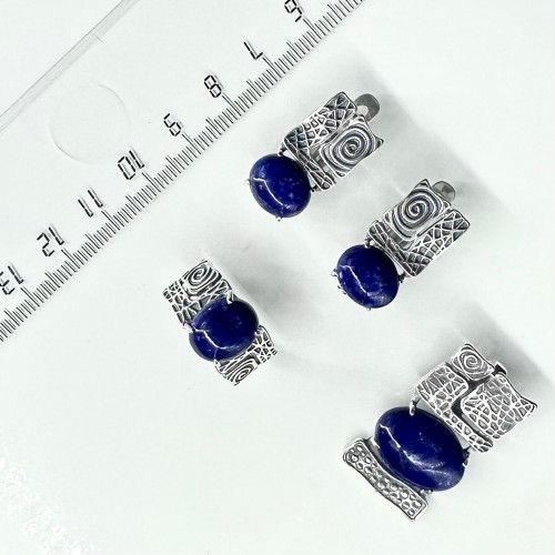 Серьги с10084 (9.04 г), серебро,  Синий Лазурит купить в интернет-магазине Циркон С