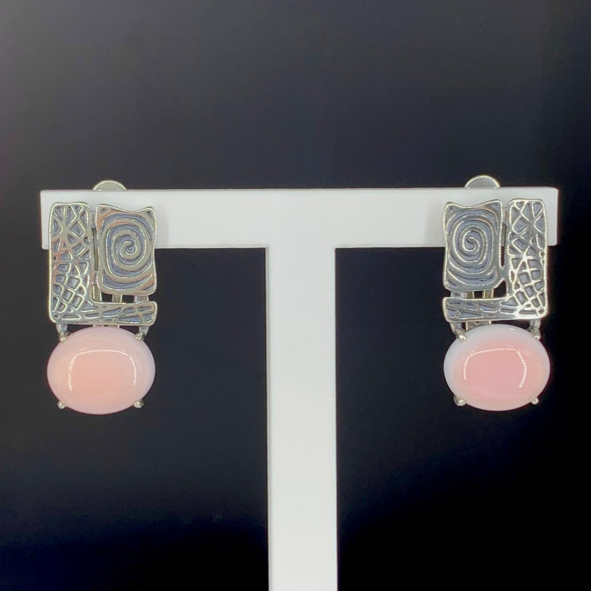 Серьги с10084 (8.71 г), серебро, розовый, коралл купить в интернет-магазине Циркон С