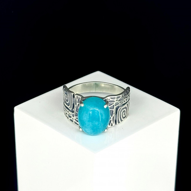 Серебряное кольцо Циркон к10084, голубой, амазонит перу Кольцо к10084 (4.46 г), серебро, голубой, амазонит перу купить в интернет-магазине Циркон С