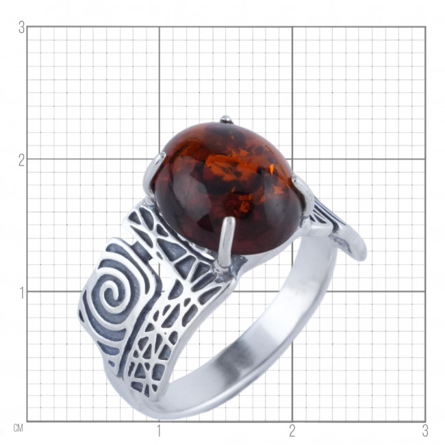 Серебряное кольцо Циркон к10084, коричневый, янтарь Кольцо к10084 (4.26 г), серебро, коричневый, янтарь купить в интернет-магазине Циркон С