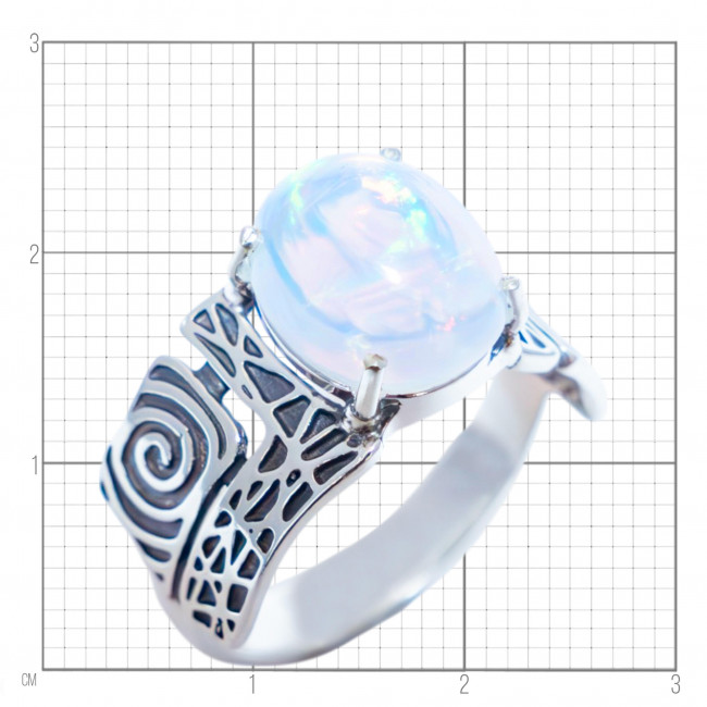 Серебряное кольцо Циркон к10084, белый, опал Кольцо к10084 (4.61 г), серебро, белый, опал купить в интернет-магазине Циркон С