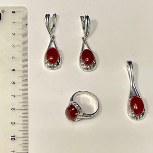 Серьги с10085 (10.63 г), серебро,  Коричневый Сердолик купить в интернет-магазине Циркон С