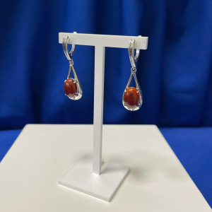 Серьги с10085 (10.63 г), серебро,  Коричневый Сердолик купить в интернет-магазине Циркон С