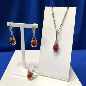 Серьги с10085 (10.63 г), серебро,  Коричневый Сердолик купить в интернет-магазине Циркон С