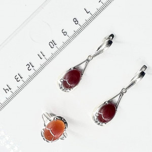 Серьги с10085 (10.63 г), серебро,  Коричневый Сердолик купить в интернет-магазине Циркон С